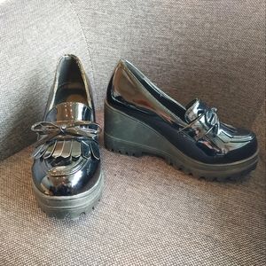 🖤 Shiny Black Chunky Platform Loafers! 🖤